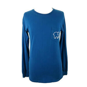 Ivory Ella Womens Long Sleeve Crew Neck Navy Blue Pocket T Shirt Blouse Small